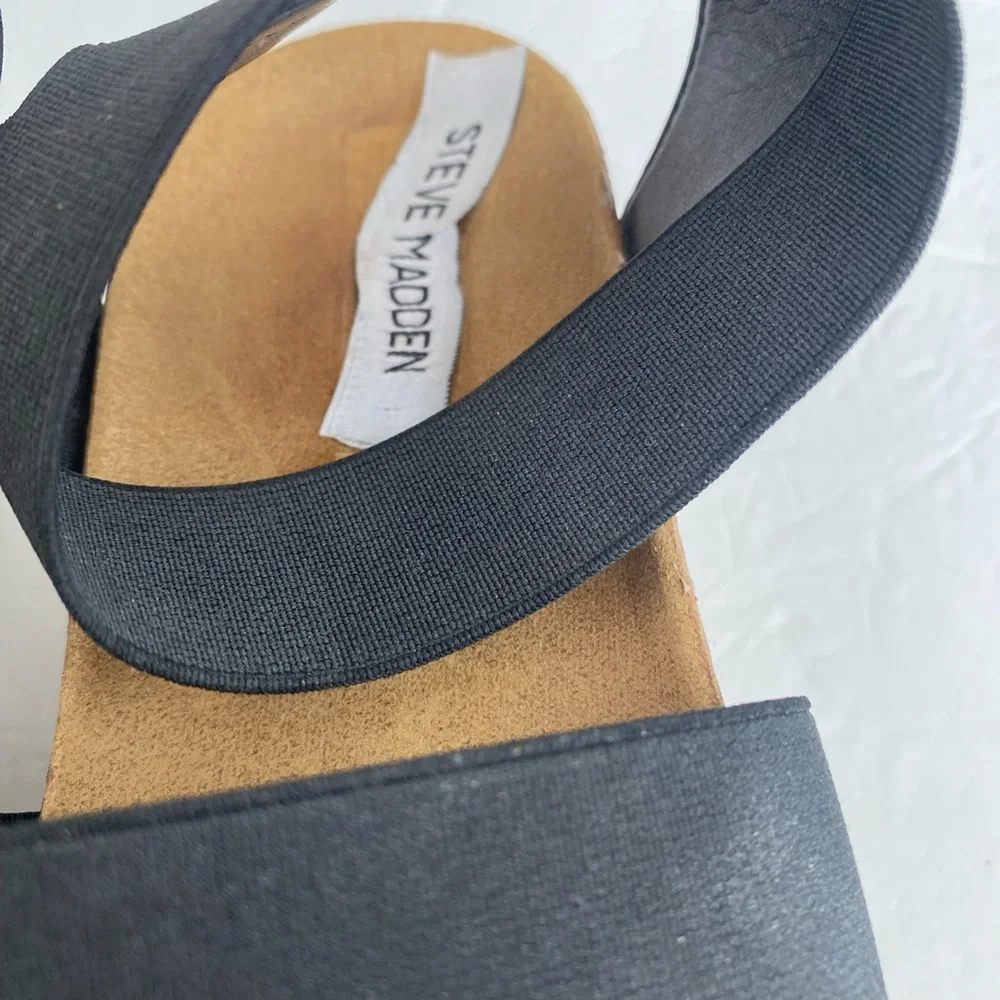 Steve Madden Black and Tan Espadrille Sandals